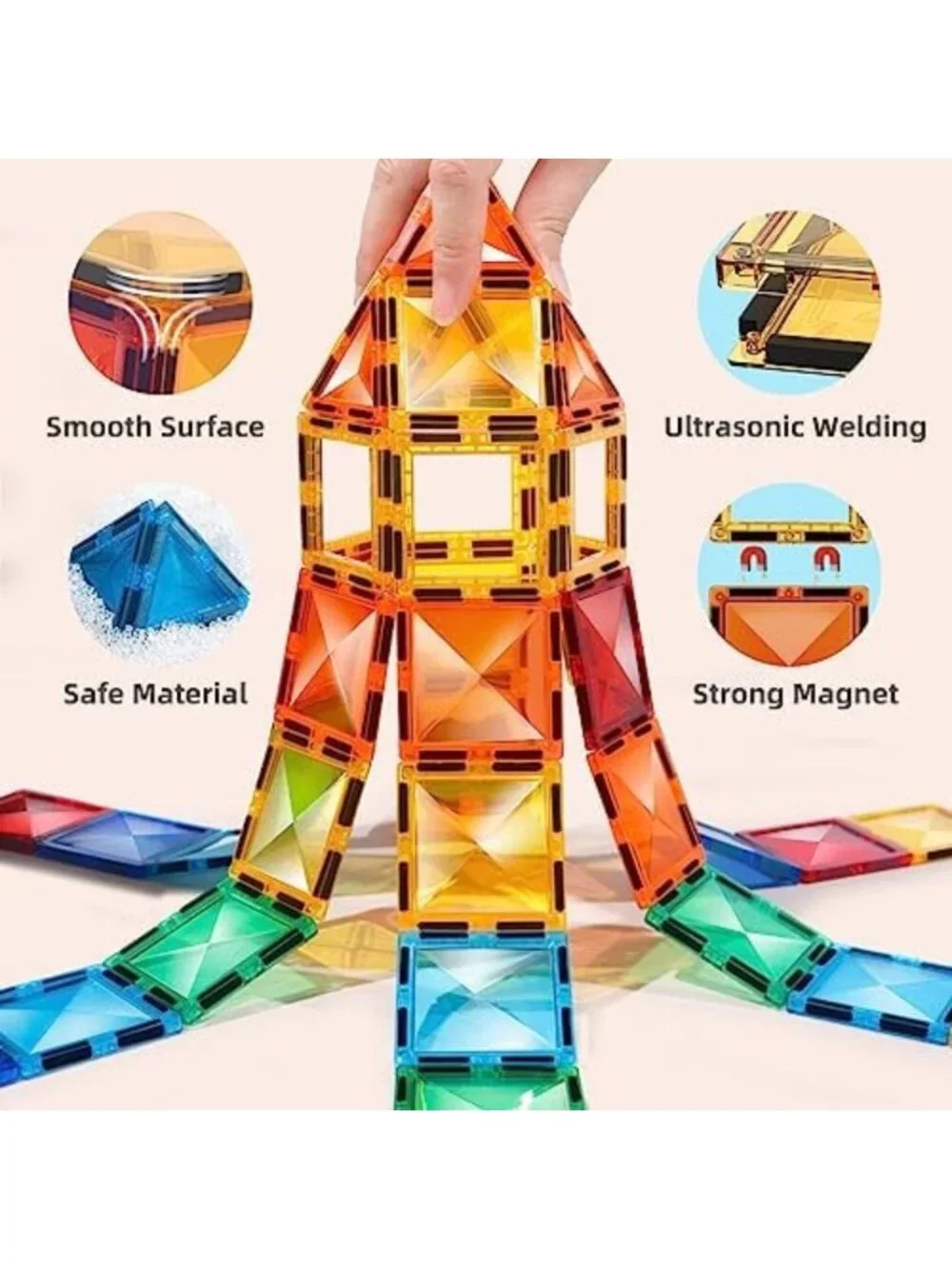 64PCS Magnetic Building Tiles for Kids 3+ | Creative STEM Toys & Educational Fun